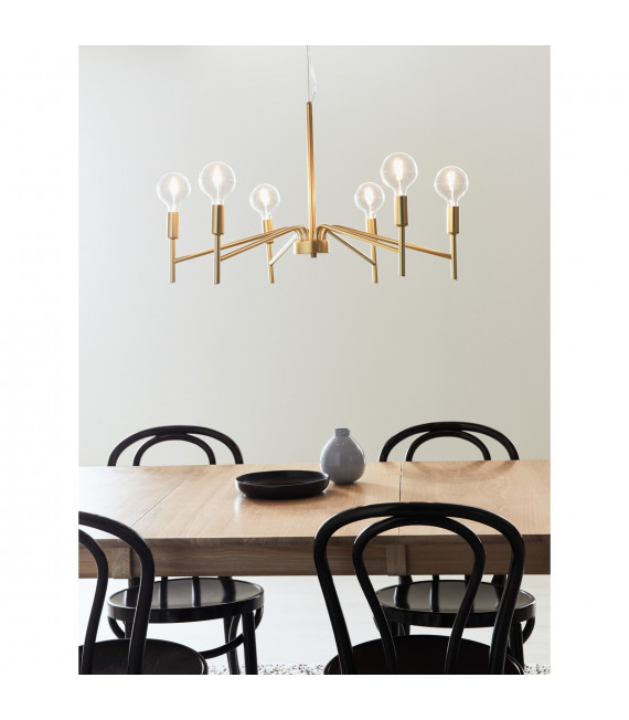 Suspension Monarch Métal Or 6 ampoules 43cm