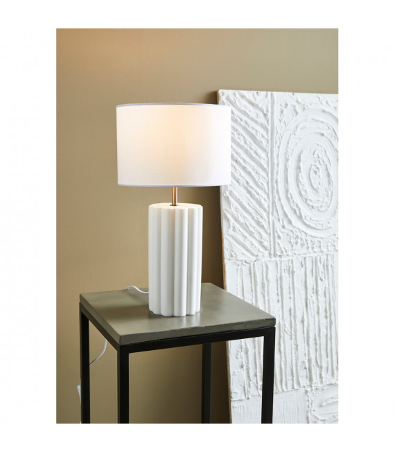 Lampada da tavolo a colonna Ceramica bianca 1 lampadina 44cm