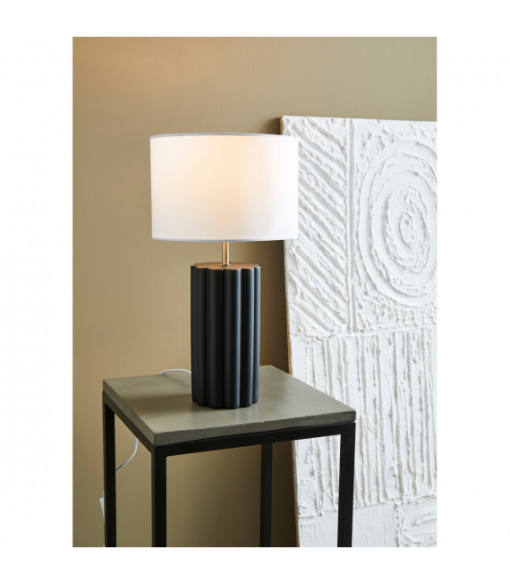 Lampada da tavolo Colonna Ceramica Nera 1 lampadina 44cm