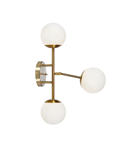 Applique da parete in metallo Trinity Brass 3 lampadine 60cm