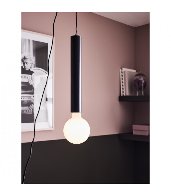 Suspensión de diseño Sencillo Metal Negro 1 bombilla 35cm