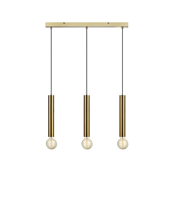 Sencillo Metallo Ottone Ciondolo 3 lampadine 35cm