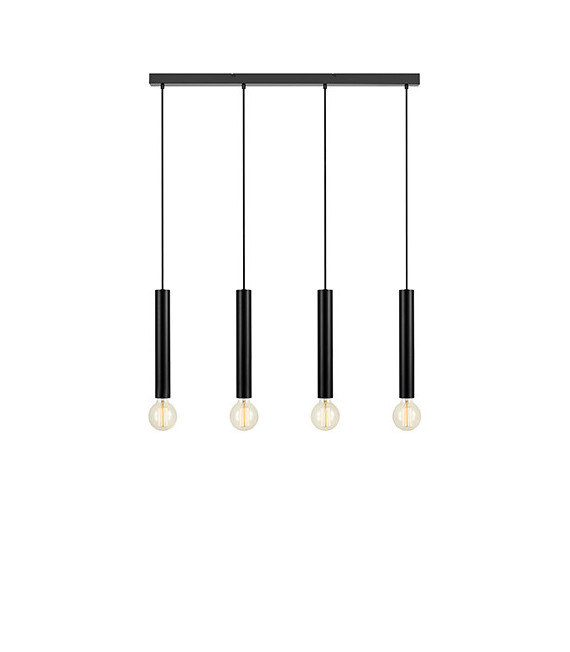 Sencillo Ciondolo in metallo nero 4 lampadine 35,5 cm