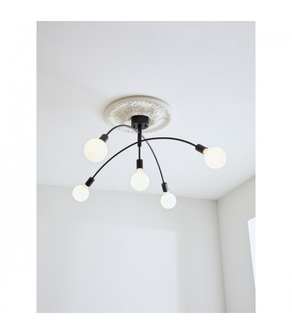 Plafonnier Crux Métal Noir 5 ampoules 40cm