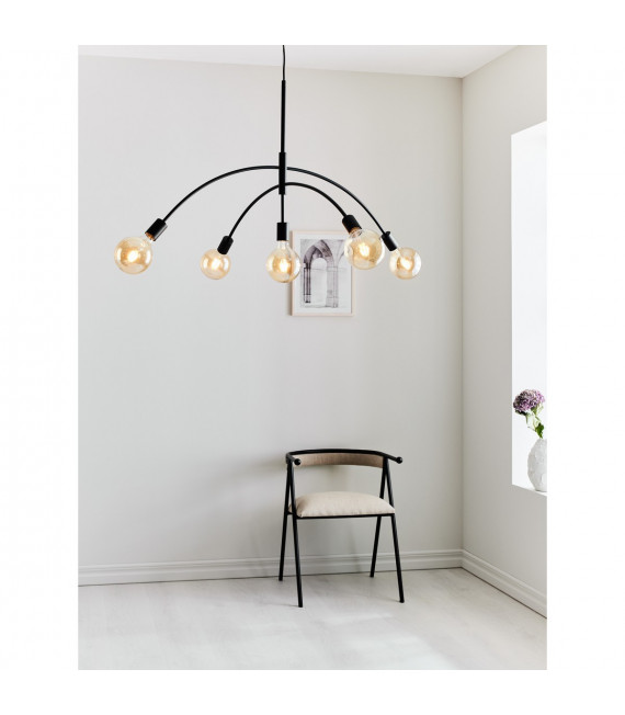 Crux Black Metal Pendant 5 bulbs 58cm