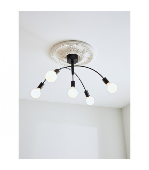 Plafoniera Cygnus Black Metal 5 lampadine 34cm