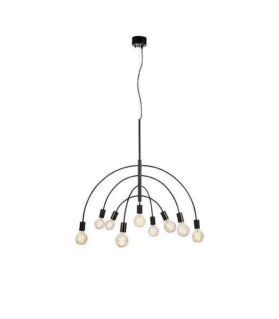 Suspension Lavello Métal Noir 9 ampoules 88cm