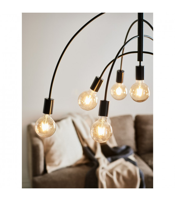 Lavello Pendelleuchte Schwarzes Metall 9 Glühbirnen 88cm