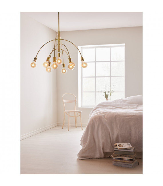 Ciondolo Lavello Ottone Metallo 9 lampadine 88cm