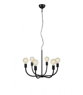 Amistoso Black Metal Pendelleuchte 6 Glühbirnen 47cm