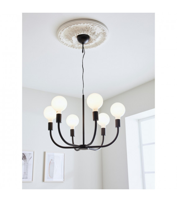 Suspension Amistoso Métal Noir 6 ampoules 47cm