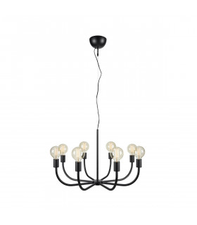 Amistoso Black Metal Pendelleuchte 8 Glühbirnen 47cm