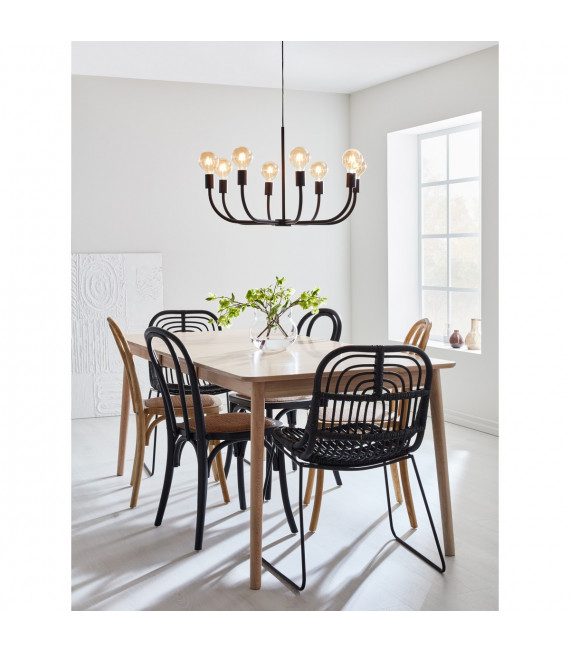 Sospensione in metallo nero Amistoso 8 lampadine 47cm