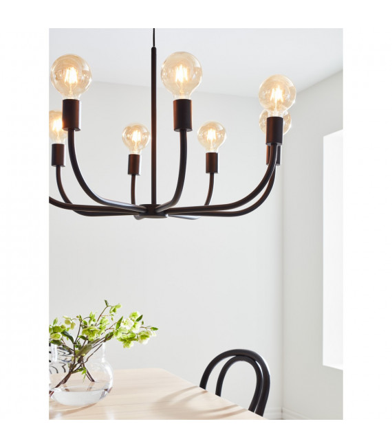 Suspension Amistoso Métal Noir 8 ampoules 47cm