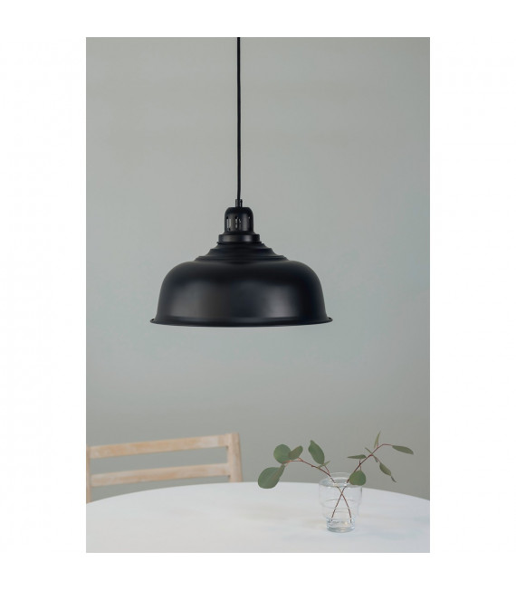 Suspension Port Métal Noir 1 ampoule 24,5cm
