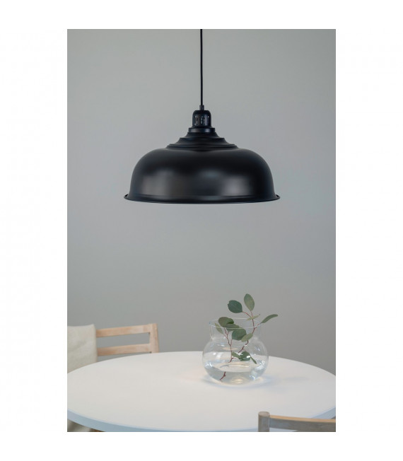 Suspension Port Métal Noir 1 ampoule 29cm