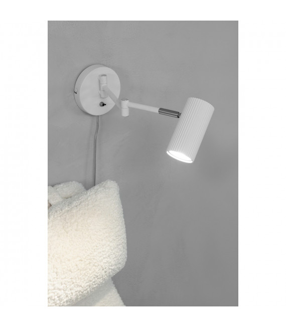 Lampada da parete con luce da lettura Costilla Metallo bianco 1 lampadina 41cm