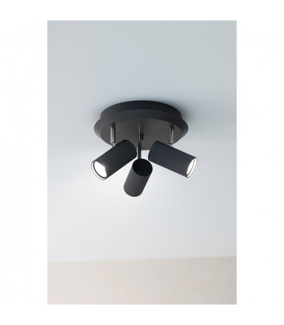Costilla Grey Metal Spot Deckenleuchte 3 Glühbirnen 18cm