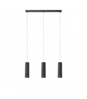 Costilla Metal Gris Colgante 3 bombillas 1760cm