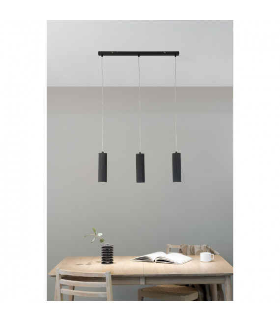 Suspension Costilla Métal Gris 3 ampoules 1760cm