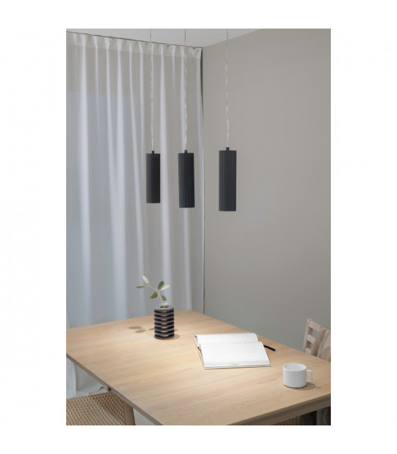 Suspension Costilla Métal Gris 3 ampoules 1760cm