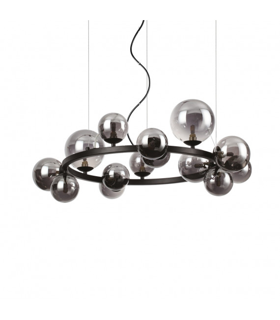 Suspension Perlage 14 ampoules Verre,métal Noir