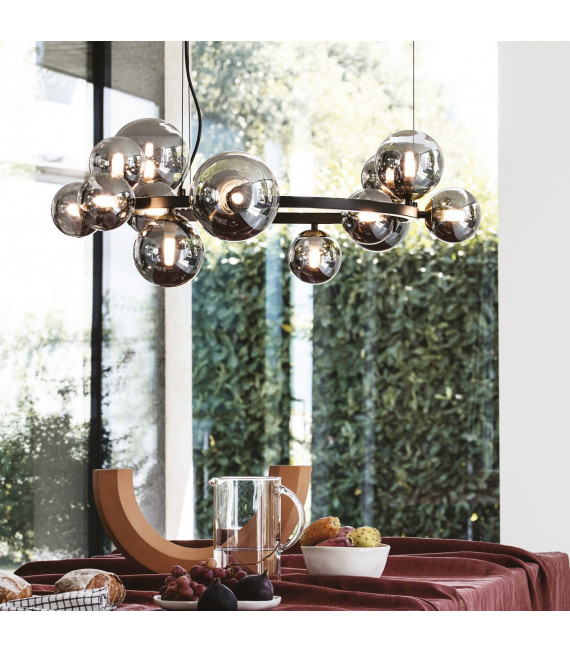Lampada a sospensione Perlage 14 luci Vetro, metallo Nero