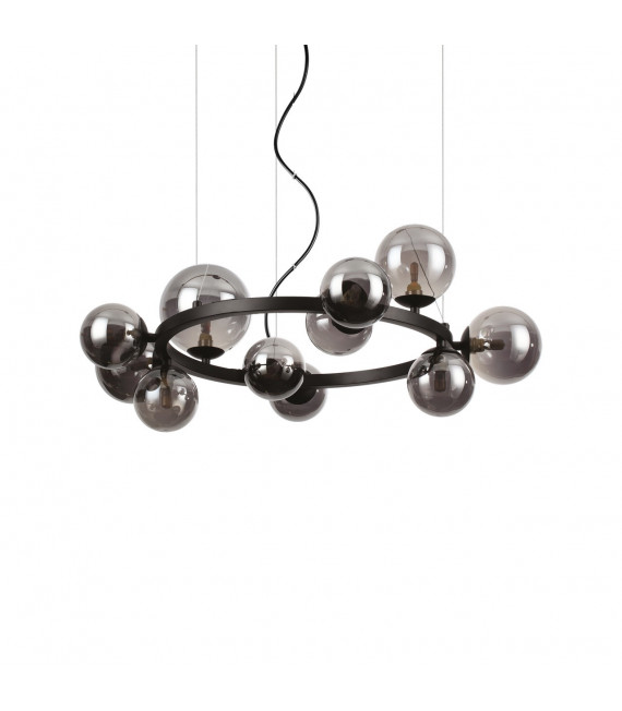 Suspension Perlage 11 ampoules Verre,métal Noir