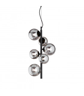 Suspension Perlage 6 ampoules Verre,métal Noir
