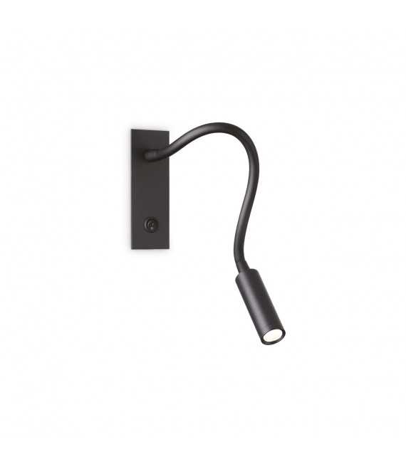 Aplique de pared con luz de lectura Io Metal, aluminio negro 1 bombilla 12cm