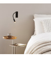 Wall lamp with reading light Io Metal, black aluminum 1 bulb 12cm