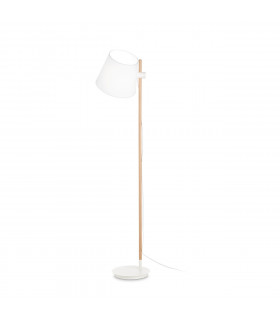 Stehlampe Axel Wood, weißer Stoff 1 Glühbirne 168cm