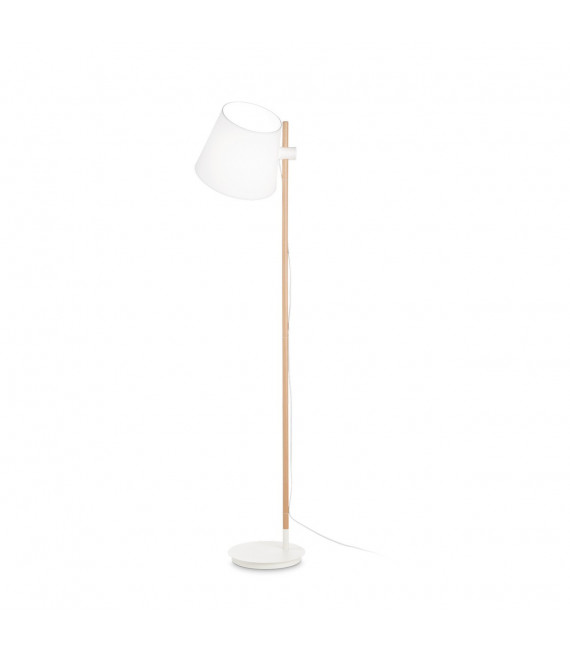 Floor lamp Axel Wood, white fabric 1 bulb 168cm