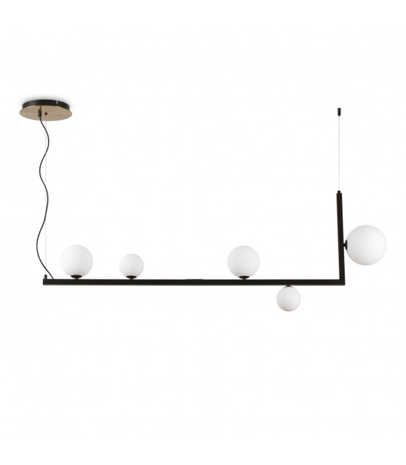 Suspension Birds Verre,métal Noir,laiton 5 ampoules cm
