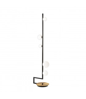 Lampada da terra Birds Vetro, metallo nero, ottone 5 lampadine 160cm