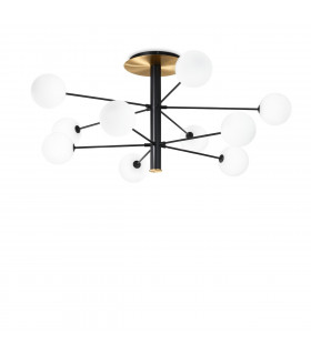 Deckenleuchte Cosmopolitan Glass, schwarzes Metall 10 flammig 53,5cm