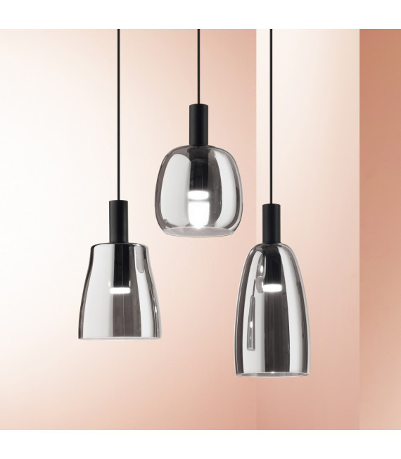 Lampada a sospensione Coco-2 1 lampadina Vetro, metallo Nero