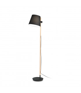 Floor lamp Axel Wood, black fabric 1 bulb 168cm