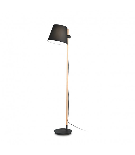 Floor lamp Axel Wood, black fabric 1 bulb 168cm