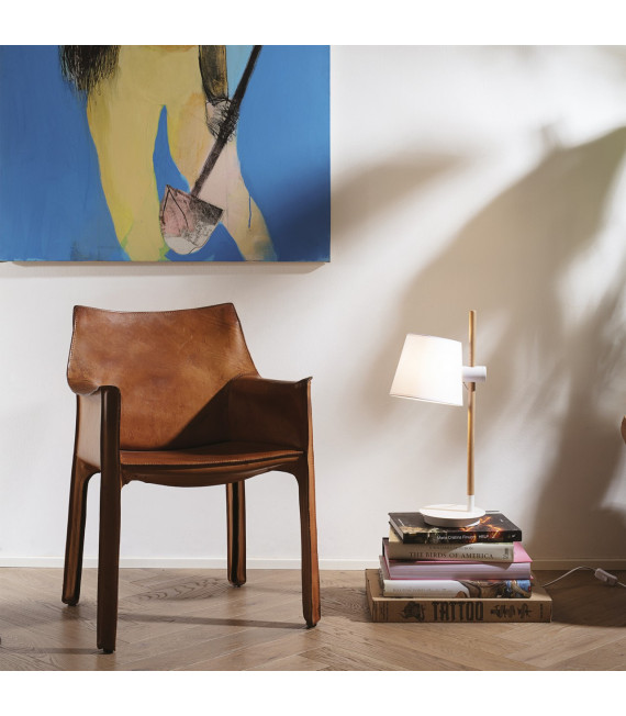 Table lamp Axel Wood, white fabric 1 bulb 66cm