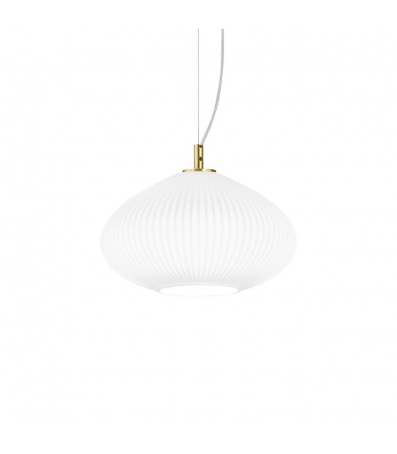 Suspension Plisse 1 ampoule Verre,métal Laiton