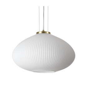 Plisse pendant lamp 1 bulb Glass, metal Brass