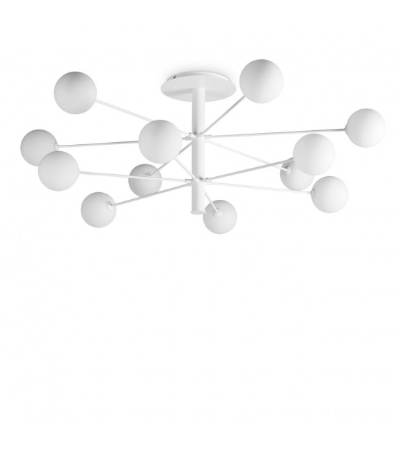 Plafonnier Cosmopolitan Verre,métal blanc 12 ampoules 53,5cm
