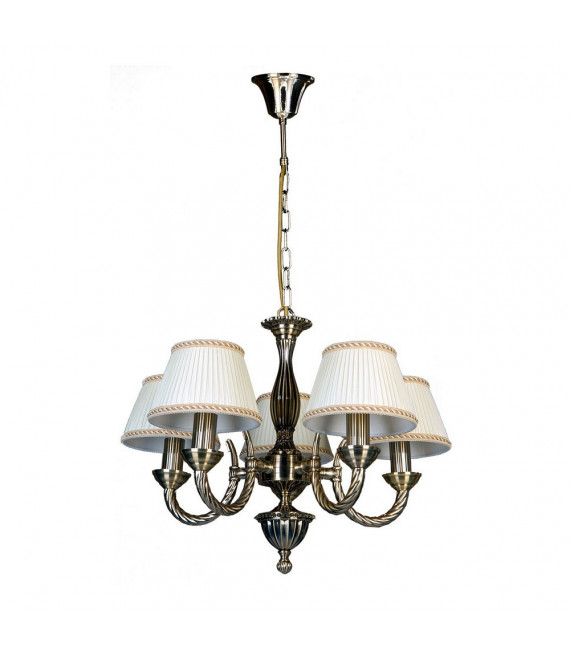 Lampada a sospensione con paralume Frati Metallo dorato 5 lampadine 36cm