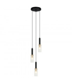 Pendant Perola Steel Black 3 bulbs 132cm