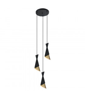 Ciondolo Malia Acciaio Nero 3 lampadine 128cm