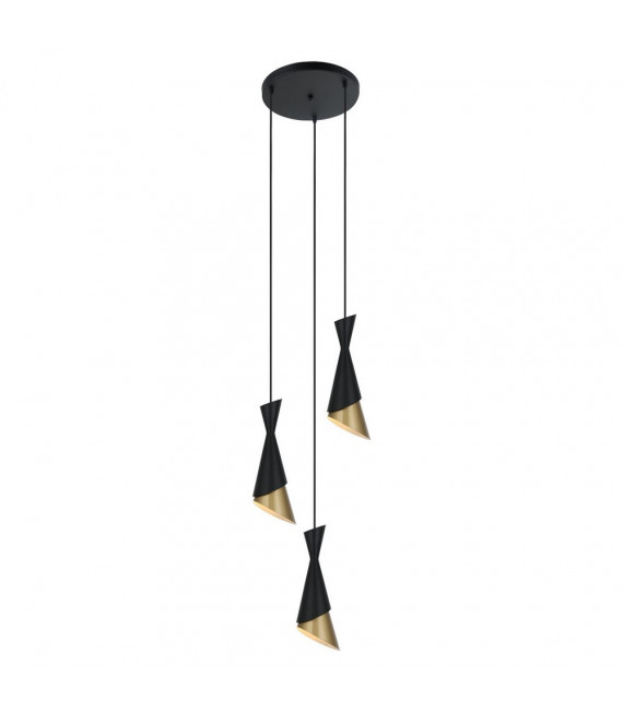 Ciondolo Malia Acciaio Nero 3 lampadine 128cm