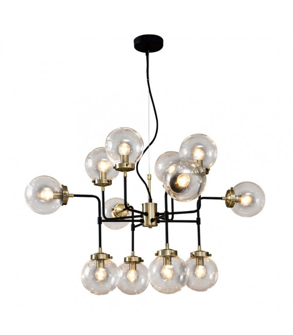 Suspension Odelia Acier Bronze antique 12 ampoules 61cm