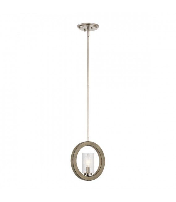 Suspensión Grande Vidrio transparente, acero Gris antiguo 1 bombilla Colgante: 23,2 cm Pared: 33,8 cm cm