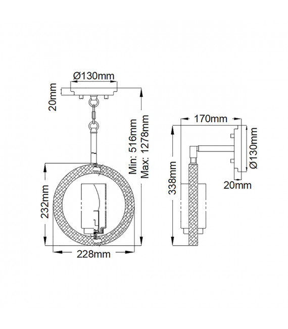Aufhängung Large Klarglas, Stahl Antikgrau 1 Birne Pendel: 23,2cm Wand: 33,8cmcm